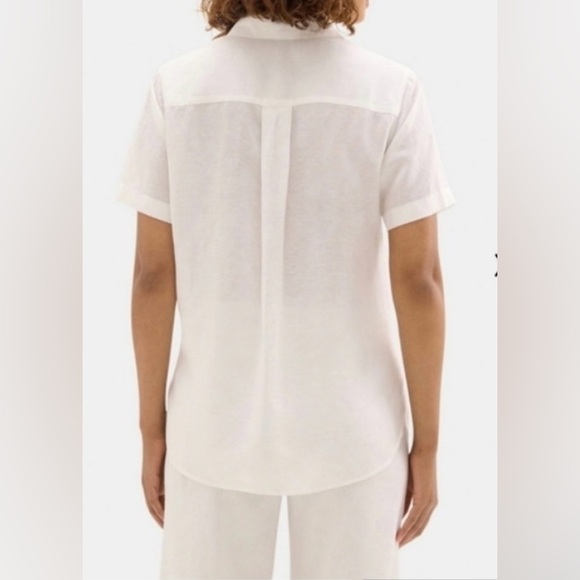 Theory Hekanina Sea Slub Cotton Tie-Front Shirt - Picture 3 of 13